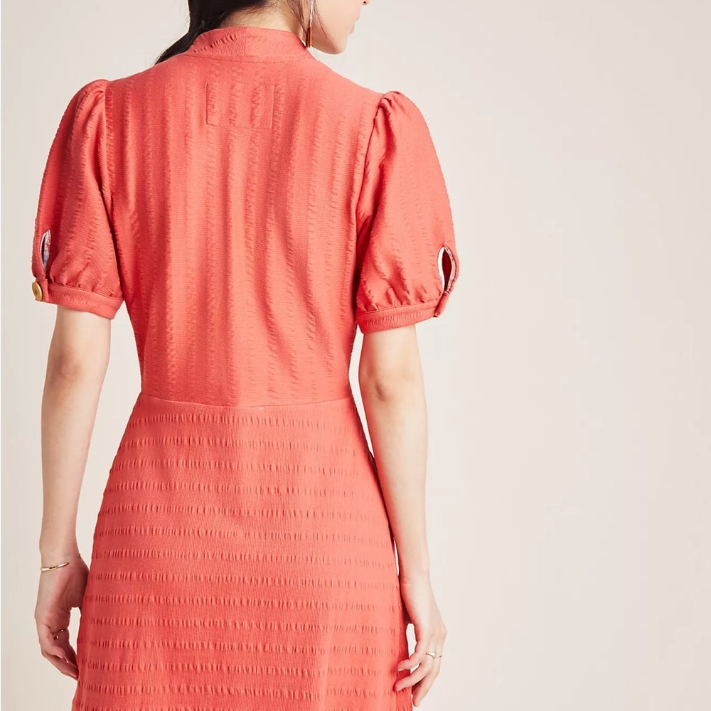 Anthropologie Coral Button-Front Midi Dress - Picture 2 of 5